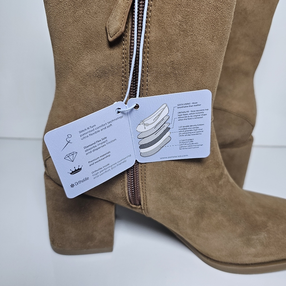 Aerosoles Women’s Mid Calf Boots Size 7 Brown Block Heel Side Zip Comfort Boots - Picture 8 of 11